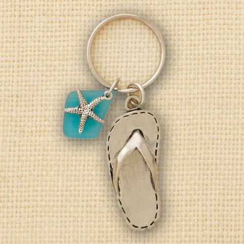 Sandal w/Turquoise Seaglass Keychain