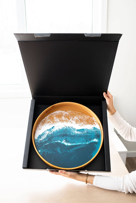 Round Bamboo Resin Serving Trays - NO TARIFFS!