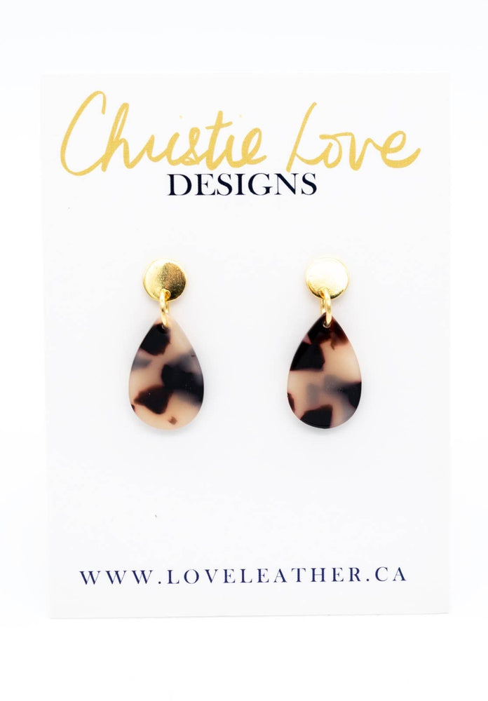 "Genevieve"-Tortoise Shell Teardrop earrings-Hypoallergenic