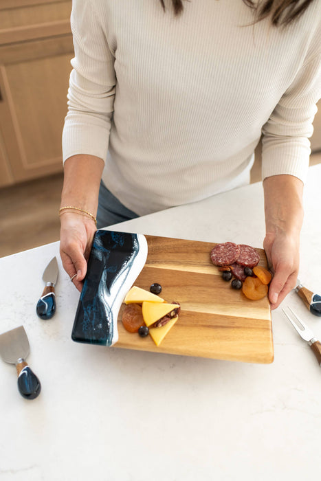 Wood Resin Date Night Cheese Charcuterie Board - NO TARIFFS!