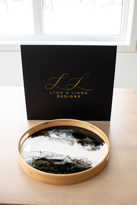 Round Bamboo Resin Serving Trays - NO TARIFFS!