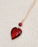 Medium Murano Glass Ruby Red Heart Necklace with Gold Chain