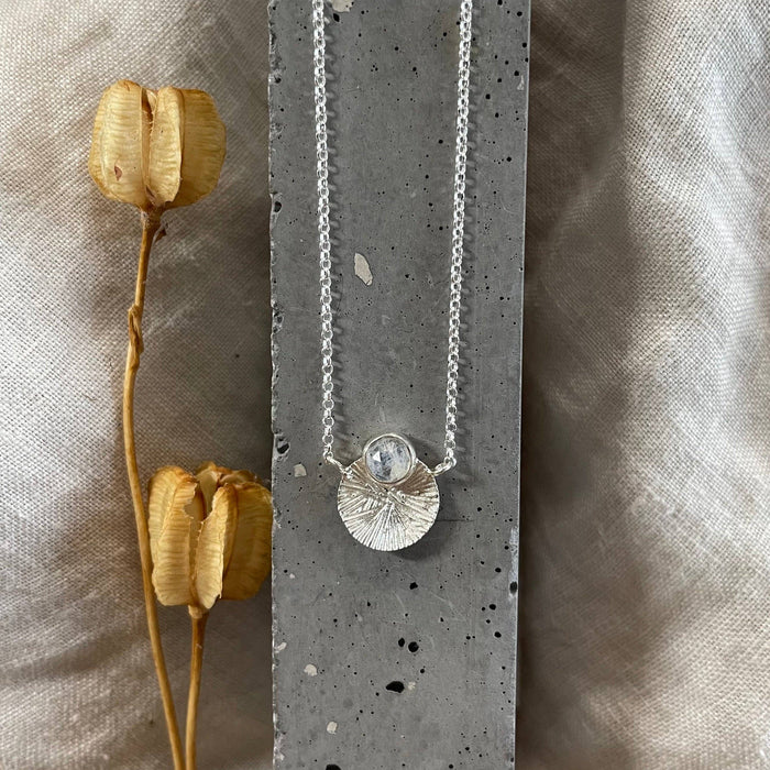 Dìon Necklace | Rainbow Moonstone & Silver