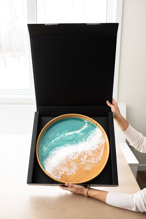 Round Bamboo Resin Serving Trays - NO TARIFFS!