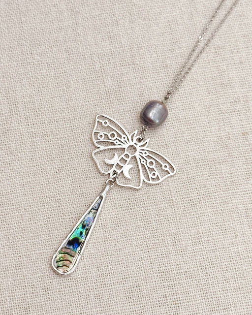 Night Moth Abalone Pendant Necklace