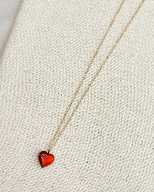 Red Venetian Glass Heart Charm Necklace