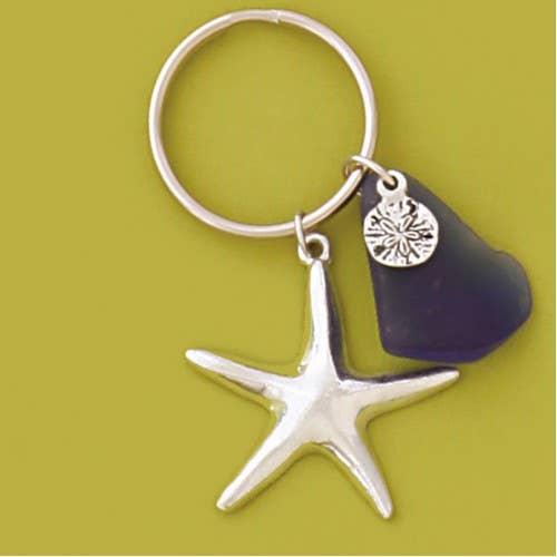 Seastar w/Blue Seaglass Keychain