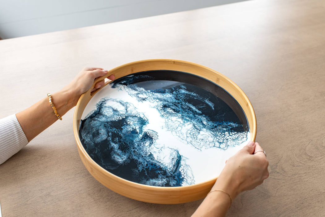 Round Bamboo Resin Serving Trays - NO TARIFFS!