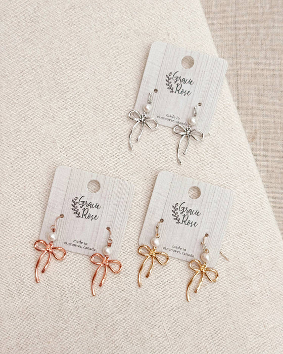 Bow Pearl Pendant Necklace – Gold, Rose Gold & Silver