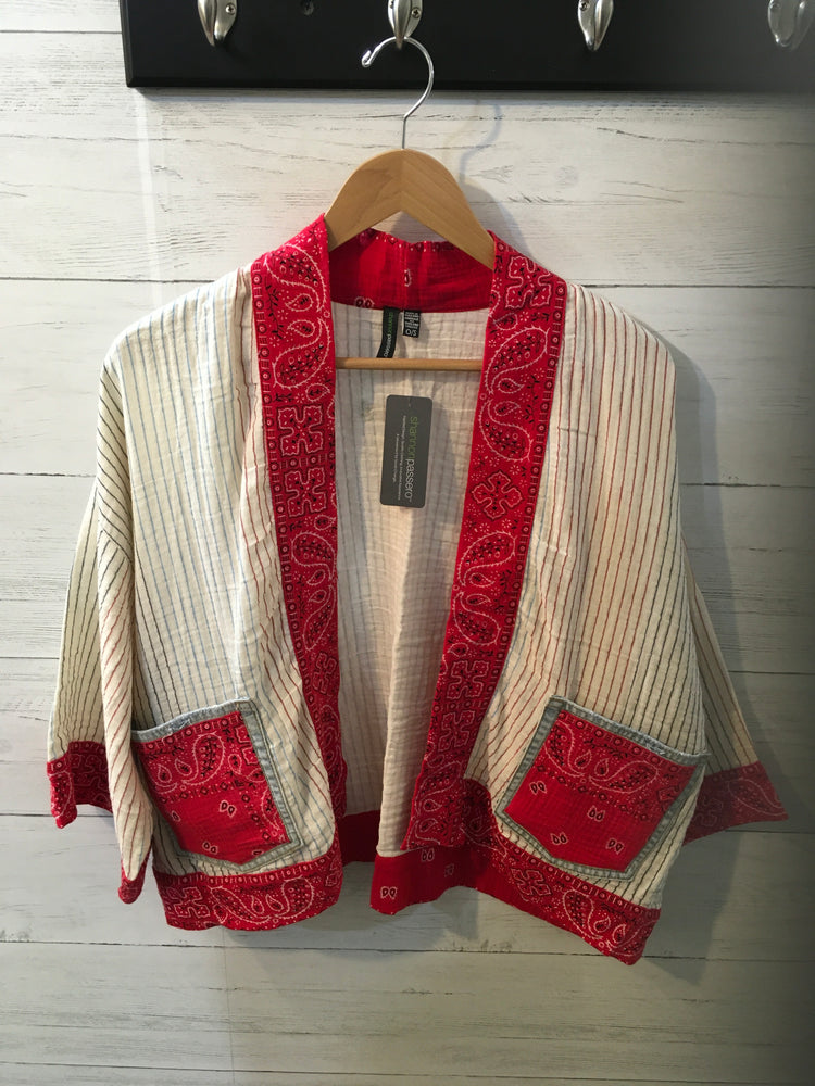 5749 Cream/Red MixRosie bandana Cardigan