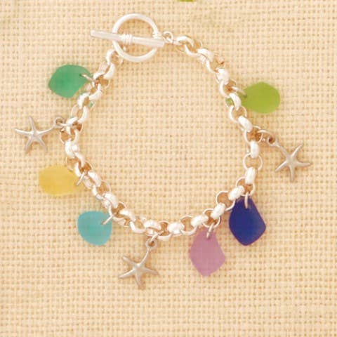 Sm. Seastar & Seaglass Multi Charm Bracelet