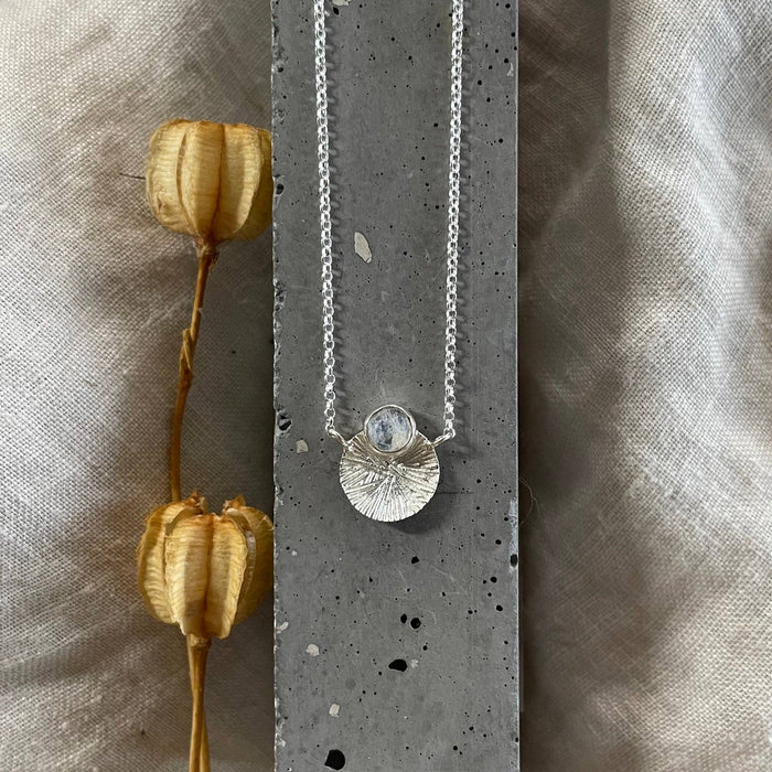 Dìon Necklace | Rainbow Moonstone & Silver