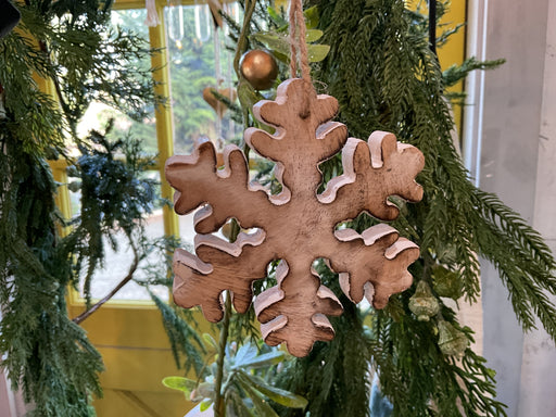 Wooden Snowflake Ornament  Whitewash 3034