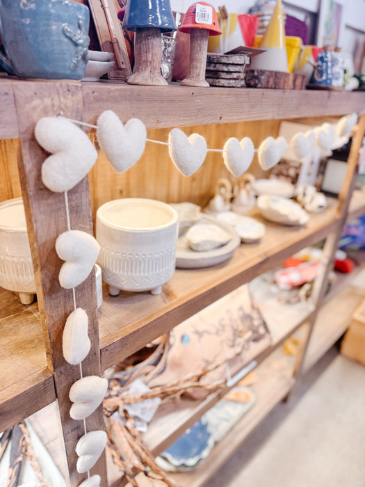 Heart cream Felt Garland