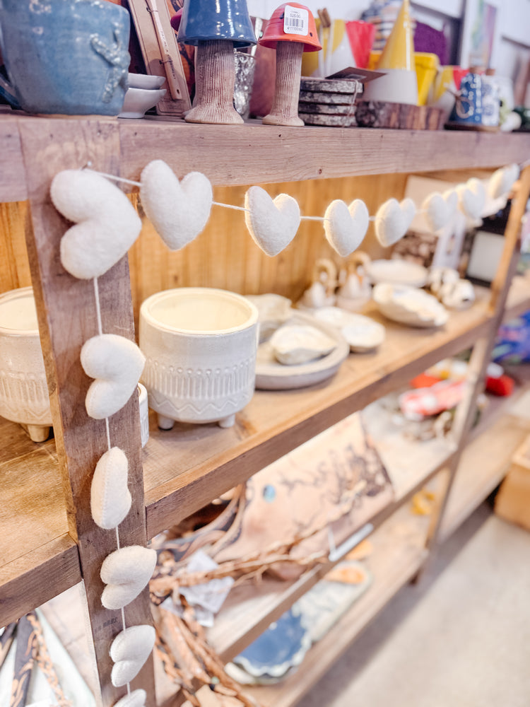 Heart cream Felt Garland