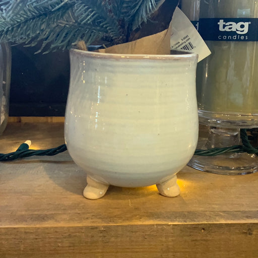 Footed White Plant Pot