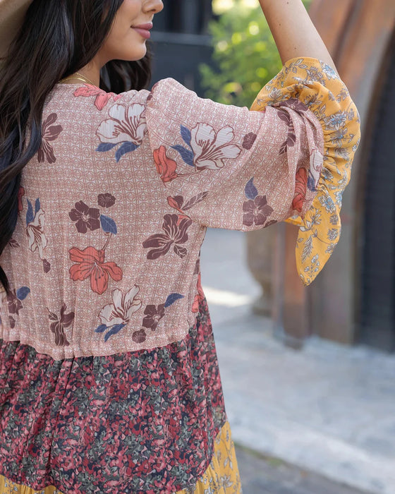 Patchwork Fall floral kimono duster