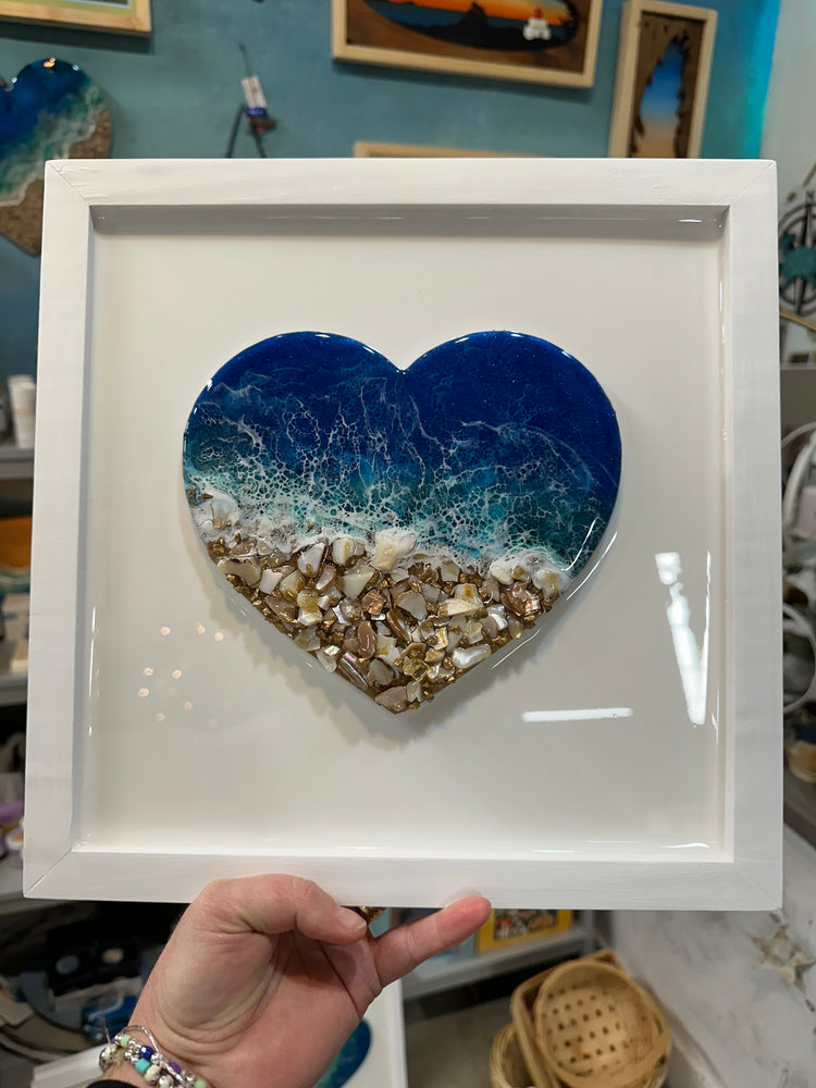 Framed resin hearts