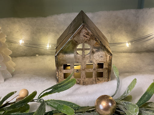 Metal house tealight holder