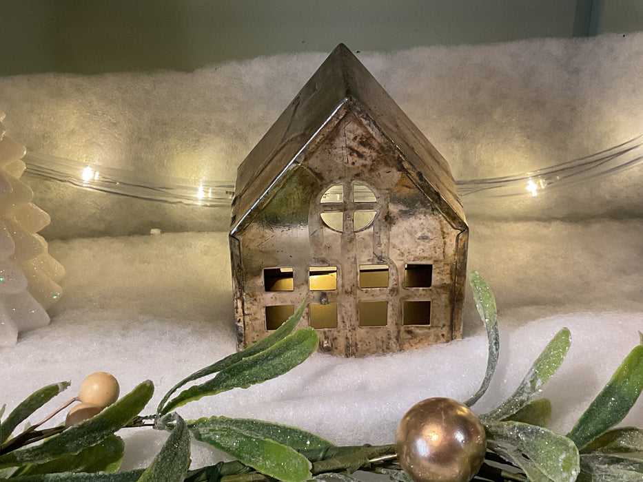 Metal house tealight holder