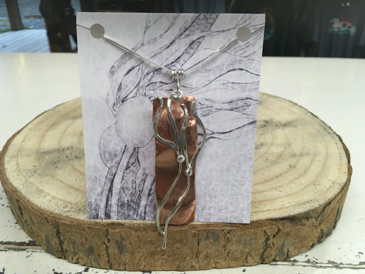 "Lazy Sway" Bullkelp Copper Silver Necklace