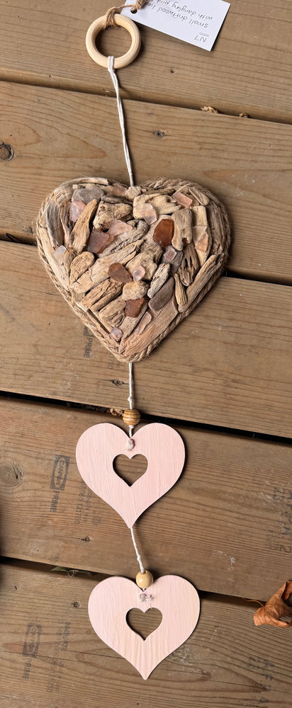 Driftwood dangling hearts