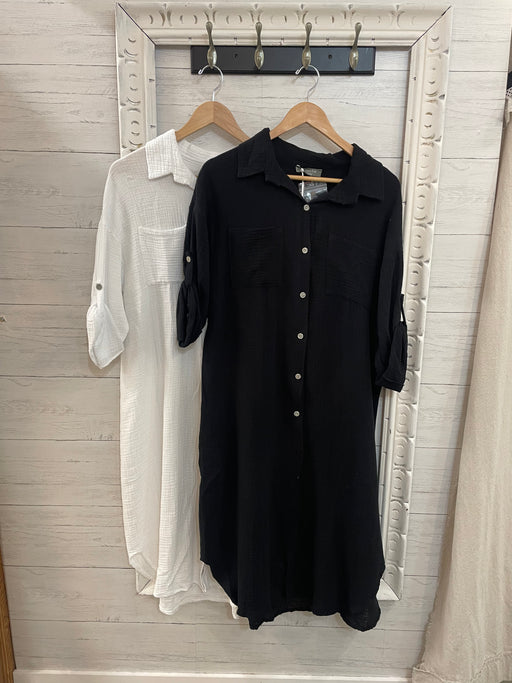Waffled Cotton Shirt Dress Y-9299