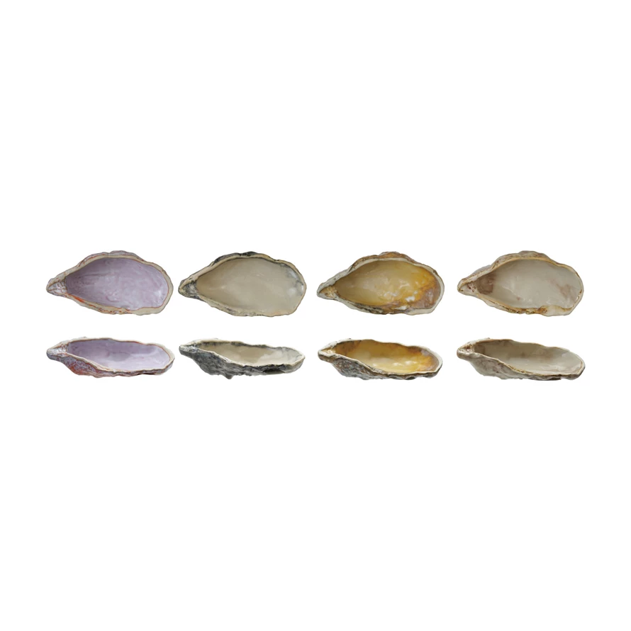 Stoneware Oyster Shell Shaped Dish, 4 Colors (Each One Will Vary) 0457