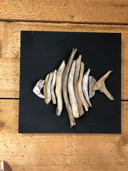 Driftwood fish on Black canvas