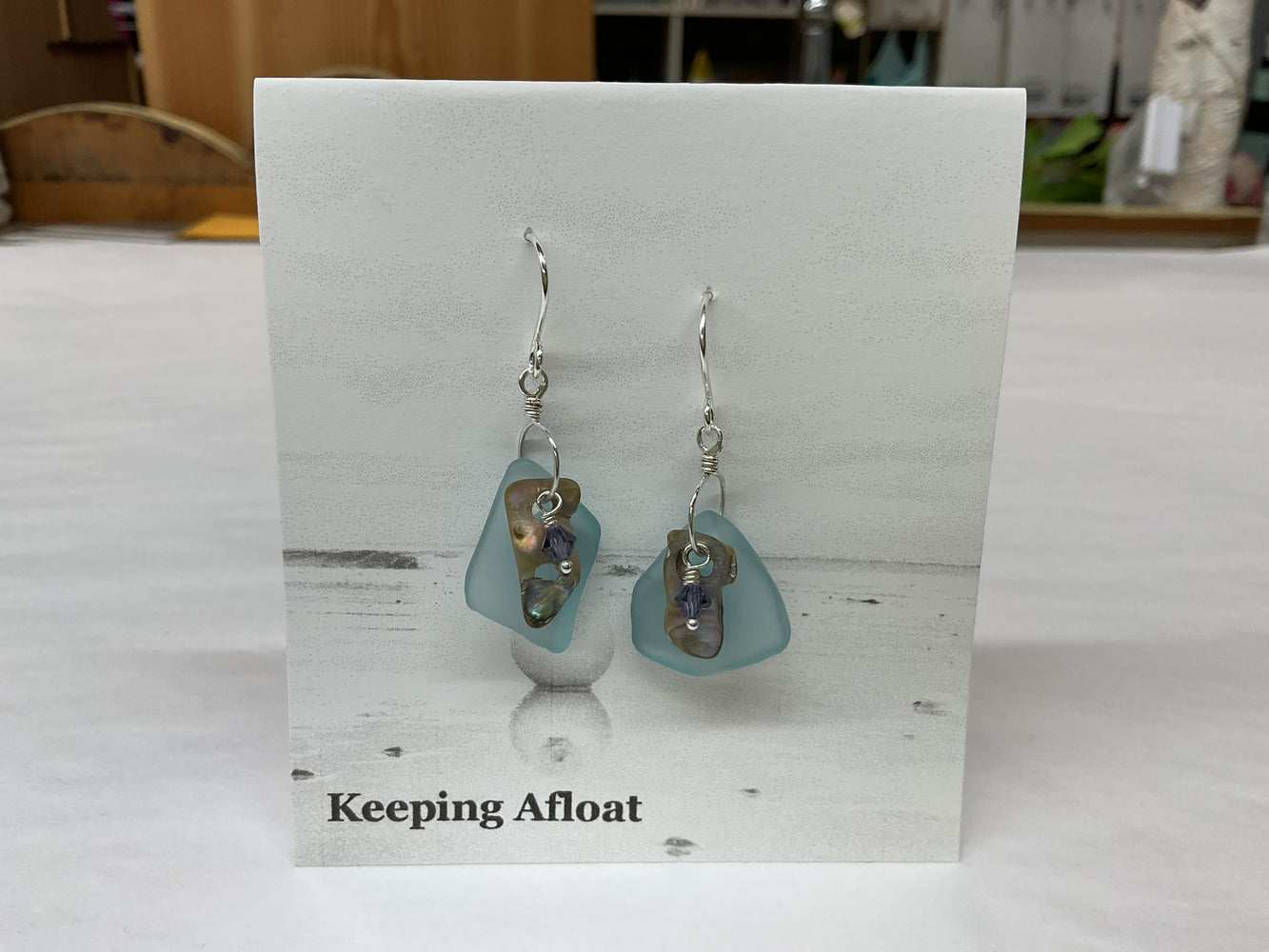 Fishing Float Abalone Earrings  - Keeping Afloat