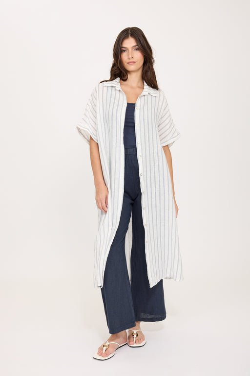 Short Sleeve Linen Blouse Dress 0358