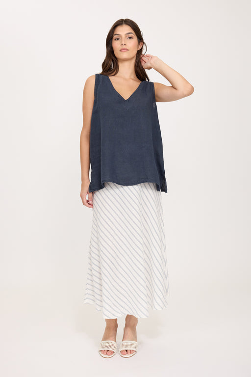 Sleeveless V-Neck Linen Top 0357