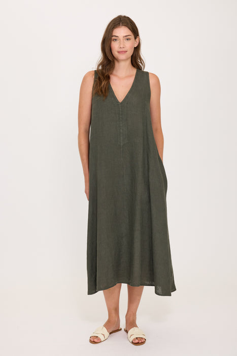Midi Linen Sleeveless Dress 0353