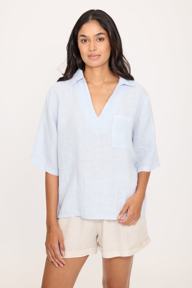 Linen Pull Over Blouse 0349