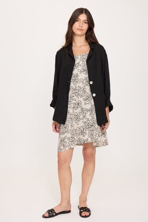 Black Linen Blazer 0345
