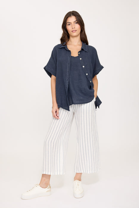 Linen Cap Sleeve Blouse 0338