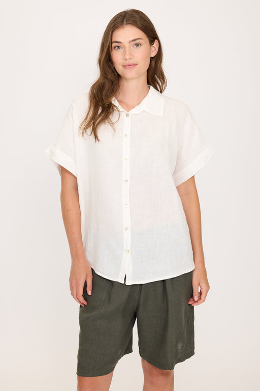 Linen Cap Sleeve Blouse 0338