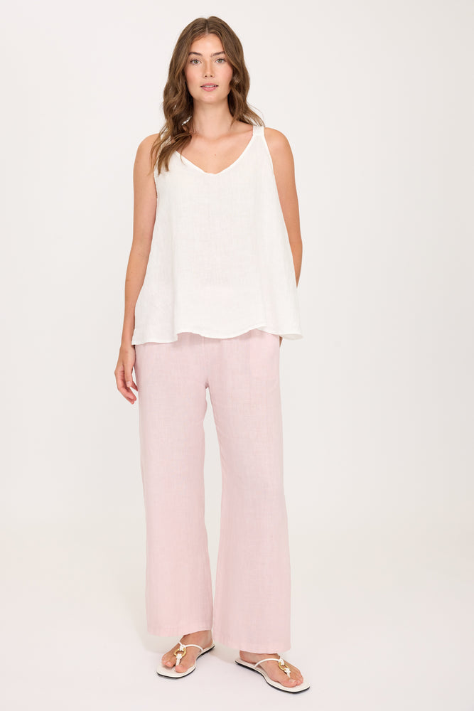 Flowy Sleeveless Linen Top 0330