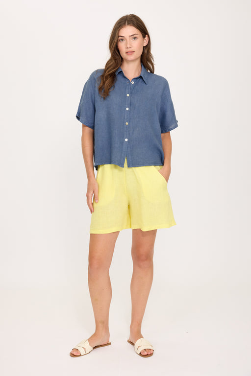 Short Sleeve Linen Blouse 02741