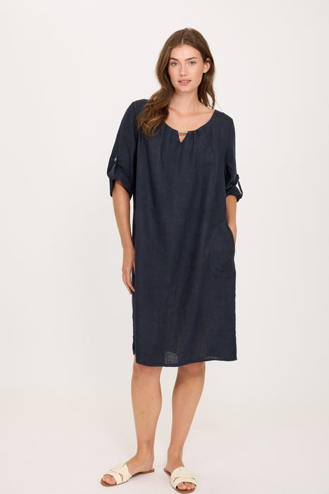 Keyhole Linen Dress 25071