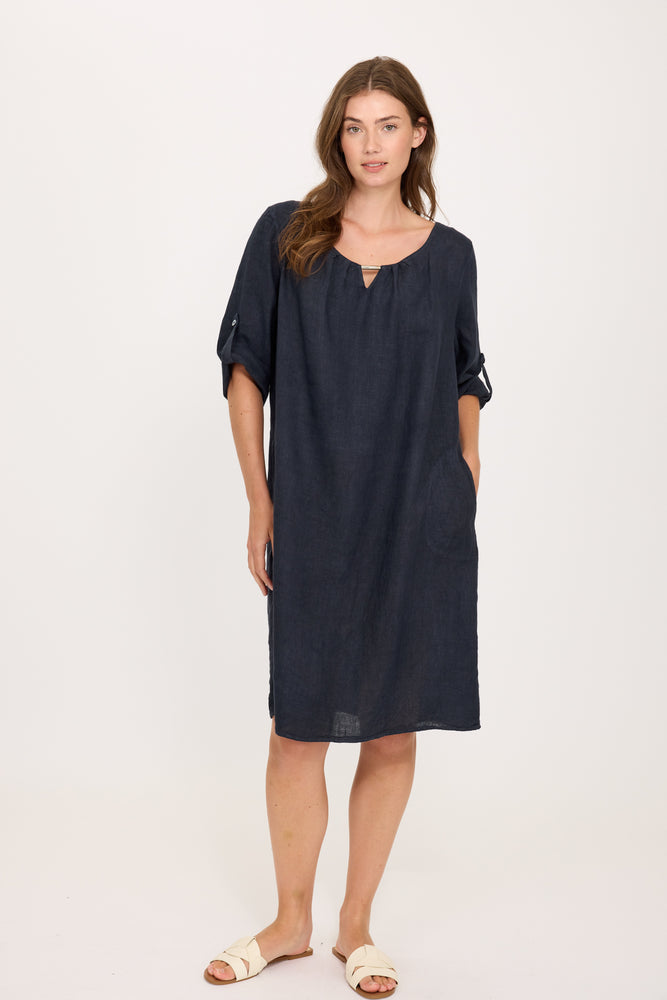 Keyhole Linen Dress 25071
