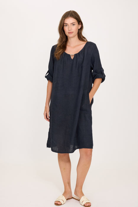Keyhole Linen Dress 25071