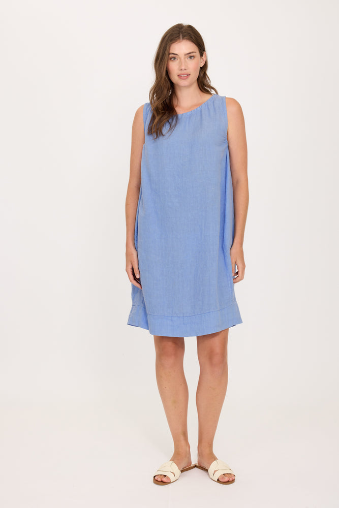Sleeveless Linen Gathered Dress 3572