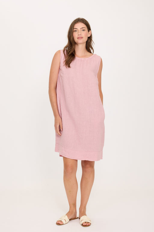 Sleeveless Linen Gathered Dress 3572