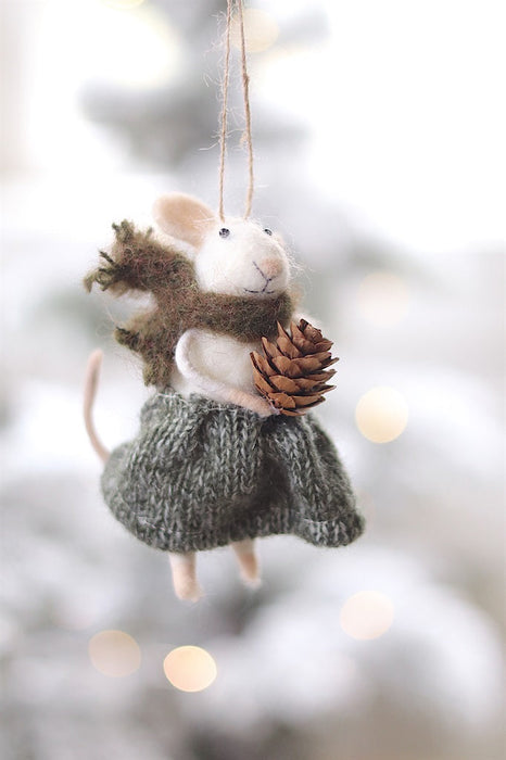 Pinecone Patrice Mouse Holiday Ornament  5-1976