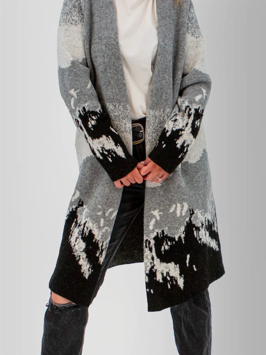Vista Jacquard Mountain Cardigan Sweater - Harbour Mist