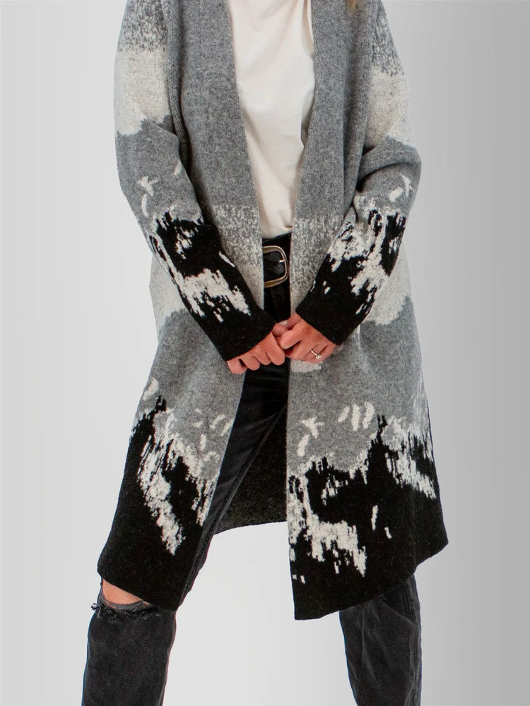 Vista Jacquard Mountain Cardigan Sweater - Harbour Mist