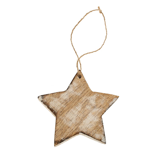 Wooden Star Ornament, Whitewash 3030