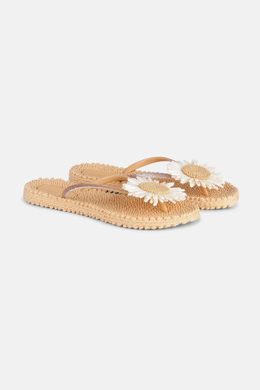 Cheerful daisy flip flops