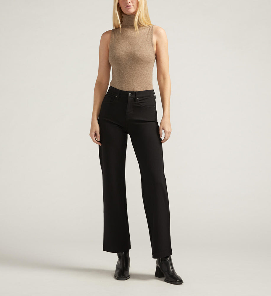 Sophia Wide Leg - High Rise Black Ponte Knit Pants